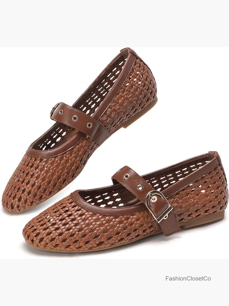 Women's Round Toe Mary Jane Flats With Adjustable Buckle Strap Comfortable